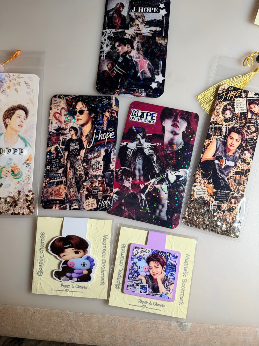 J-HOPE Themed Photo, Bookmark Shakers and Magnetic Bookmark - Multicolor